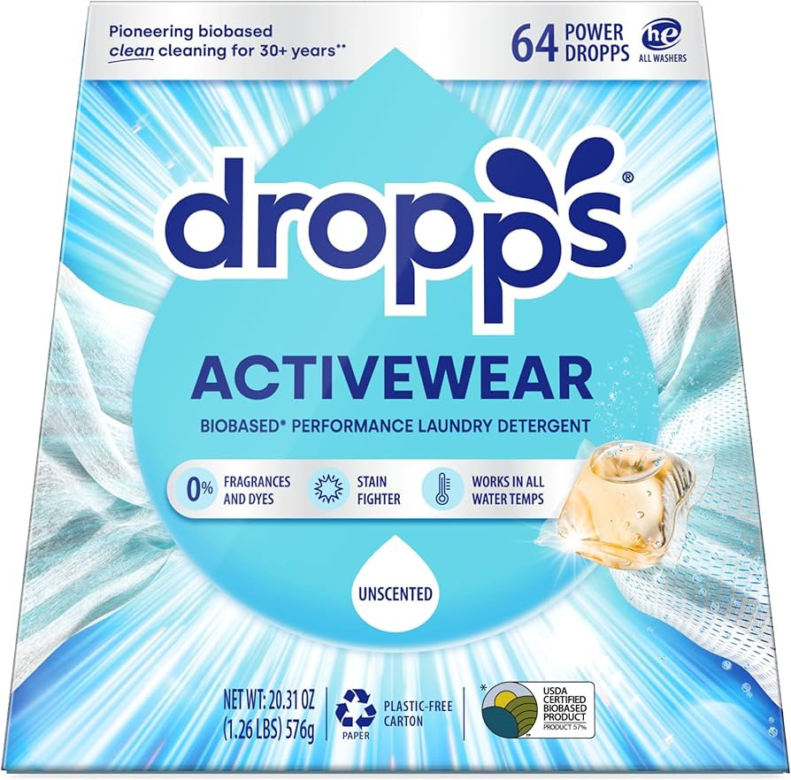 Dropps Activewear Laundry Detergent Pods, Unscented (64 Count) - Biobased Power Laundry Pods Figh... | Amazon (US)