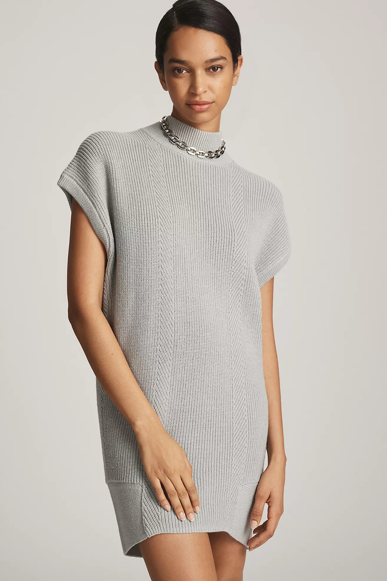 By Anthropologie Short-Sleeve Mock-Neck Sweater Mini Dress | Anthropologie (US)