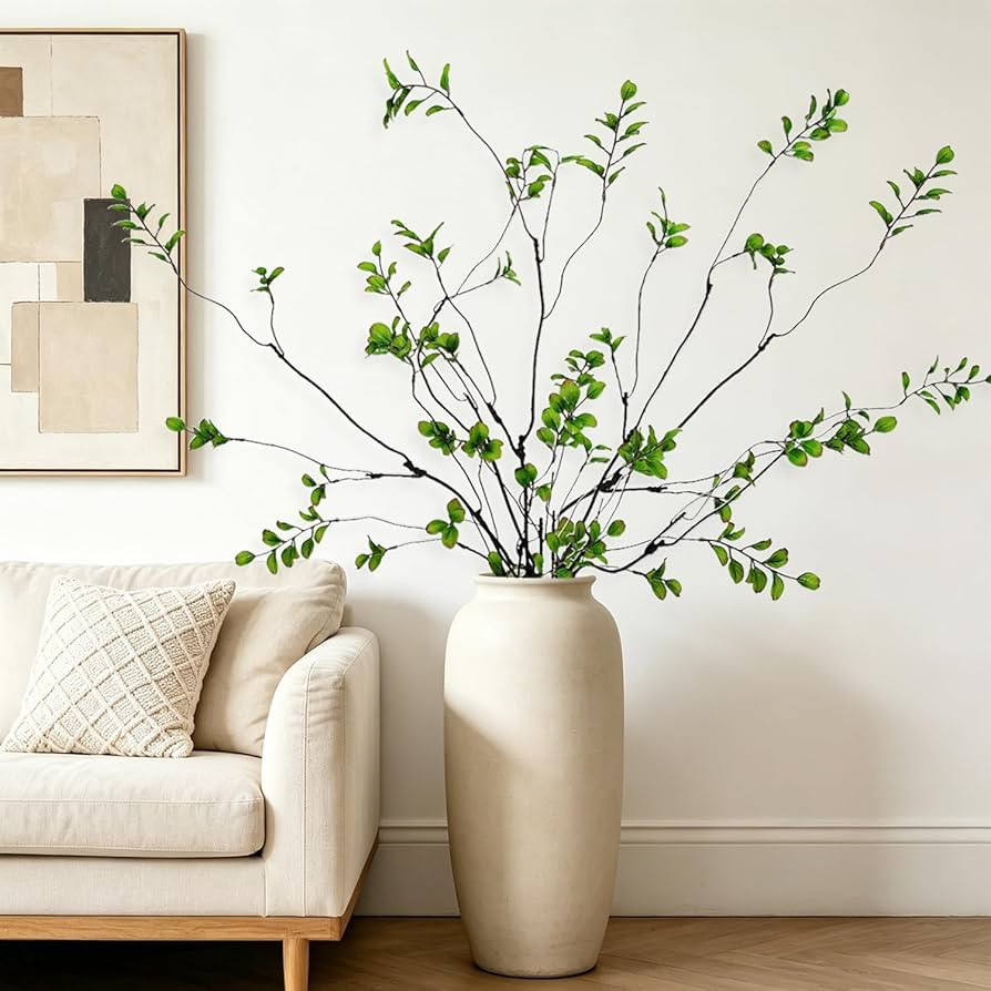 5 Pcs Artificial Ficus Branches for Vase, 38.5 Inch Faux Greenery Stems Realistic Flexible Faux E... | Amazon (US)
