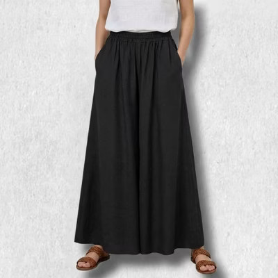 Women's Flowy Wide Leg Pants High Waisted with Elastic Waistband, Boho Palazzo Beach Pants Black M | Target