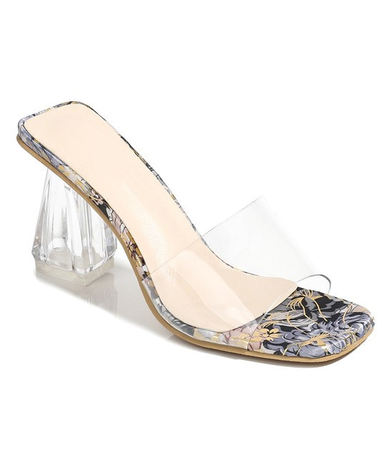 Phebe Women's Sandals Apricot - Apricot & Blue Floral Clear-Strap Sandal - Women | Zulily