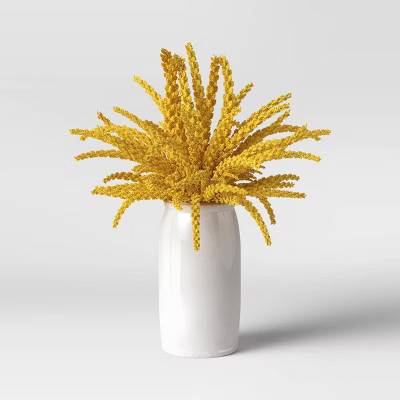 16.5" x 10" Artificial Goldenrod Plant Arrangement in Ceramic Pot Yellow - Threshold͐... | Target