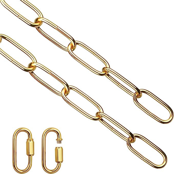Helunsi Lighting Chain, 6 feet Gold Lighting Fixture Chain, Metal Chandelier Chain Extension, Pen... | Amazon (US)