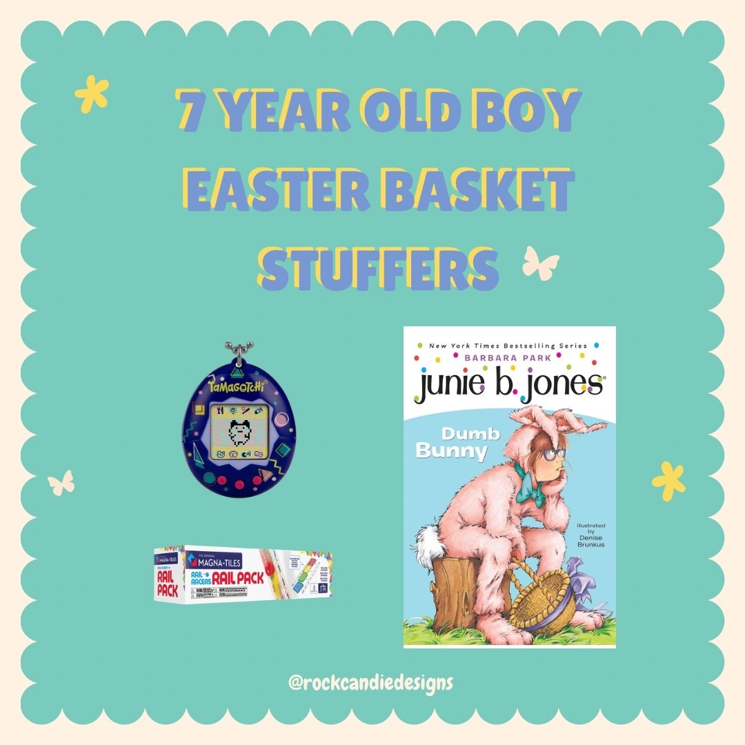 7 year old boy Easter basket stuffers that are going to be a HIT!! I found a (mostly) original 90’s feel tamagotchi!! A Junie B. Jones book with a bunny theme and some rails for the boys magna-tiles! 

Easter basket fillers for boys
7 year old boy gifts
Birthday gift for 7 year old boy

#LTKKids #LTKSeasonal #LTKmomlife