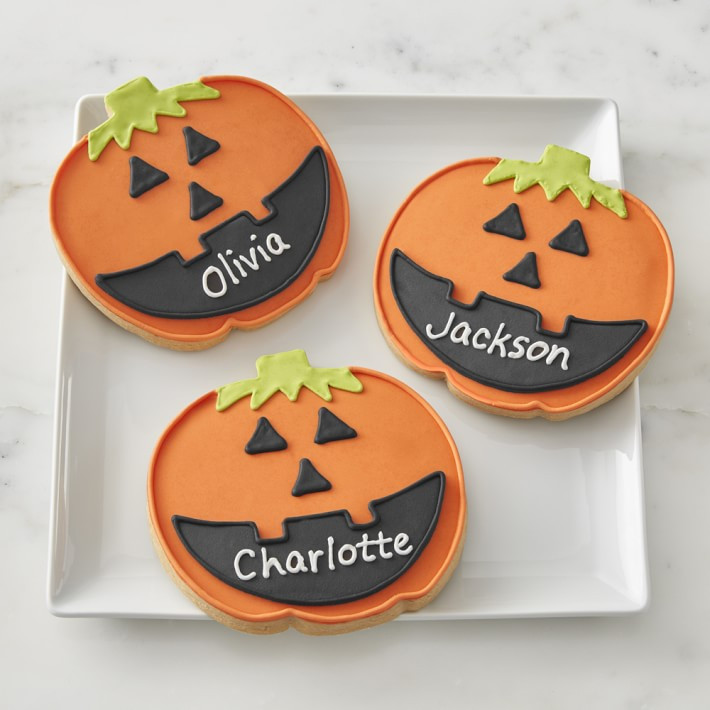 Giant Personalized Halloween Pumpkin Cookies, Set of 3 | Williams-Sonoma