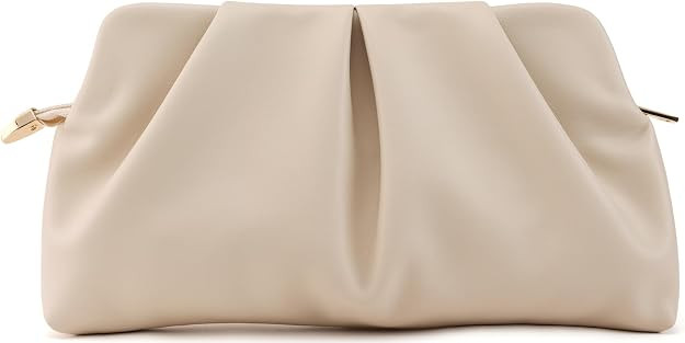 Women Clutch Bag Dressy Formal Handbag Pleated PU Clutch Purse Detachable Chain | Amazon (US)