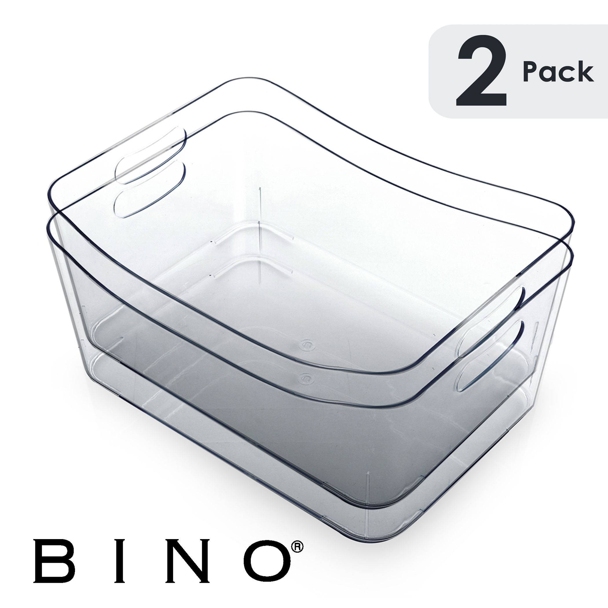 BINO Plastic Organizer Storage Bins with Handles, 2 Pack, Clear - Organization for Home, Office, ... | Walmart (US)