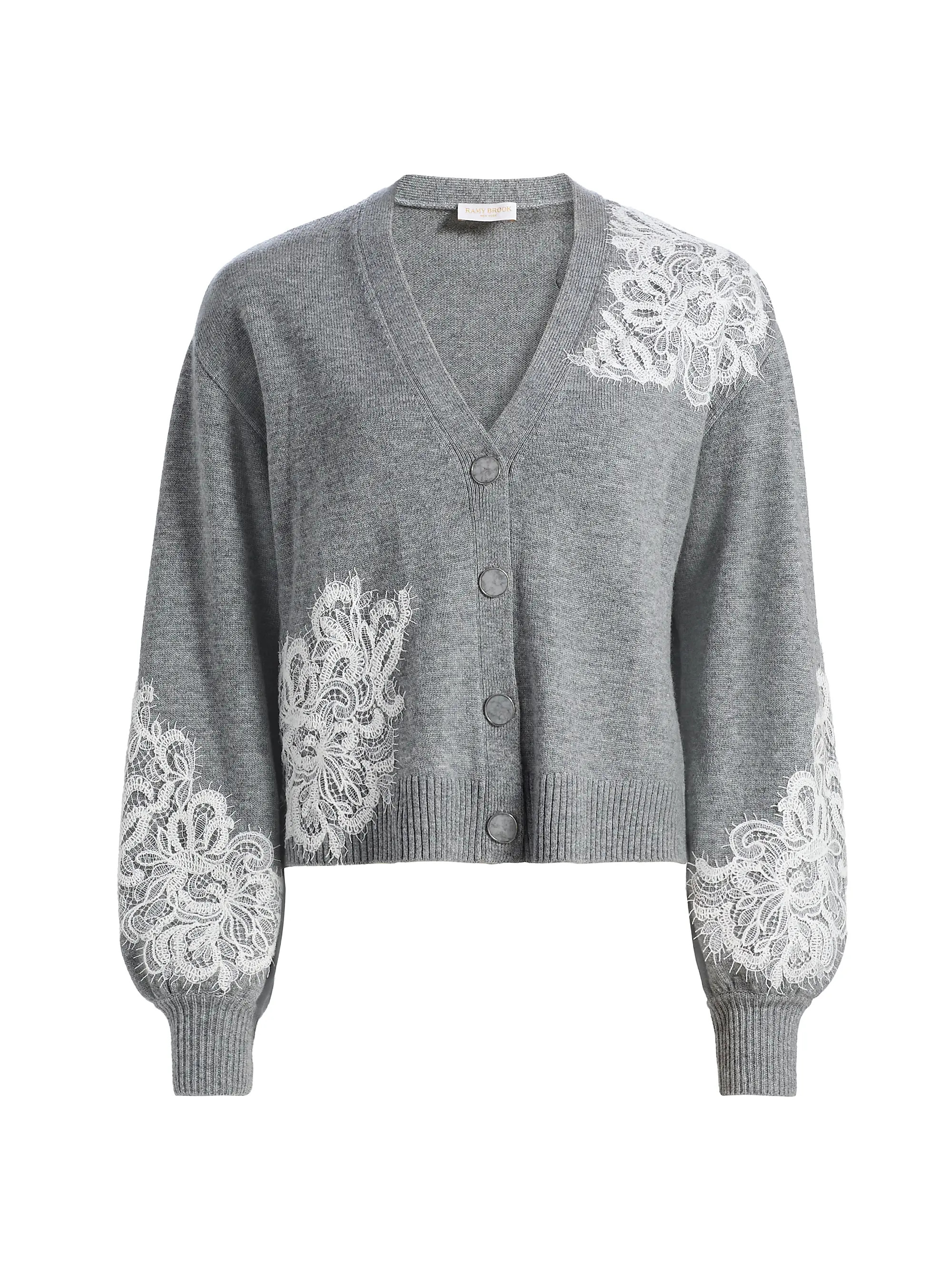 Perry Lace-Detailed Wool-Cashmere Cardigan | Saks Fifth Avenue