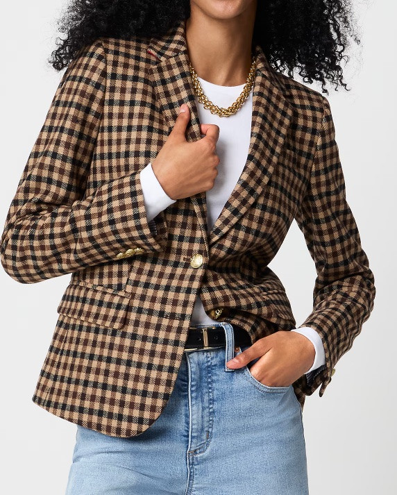 Brown and black plaid wool blazer and matching skirt set

#LTKSeasonal #LTKSaleAlert