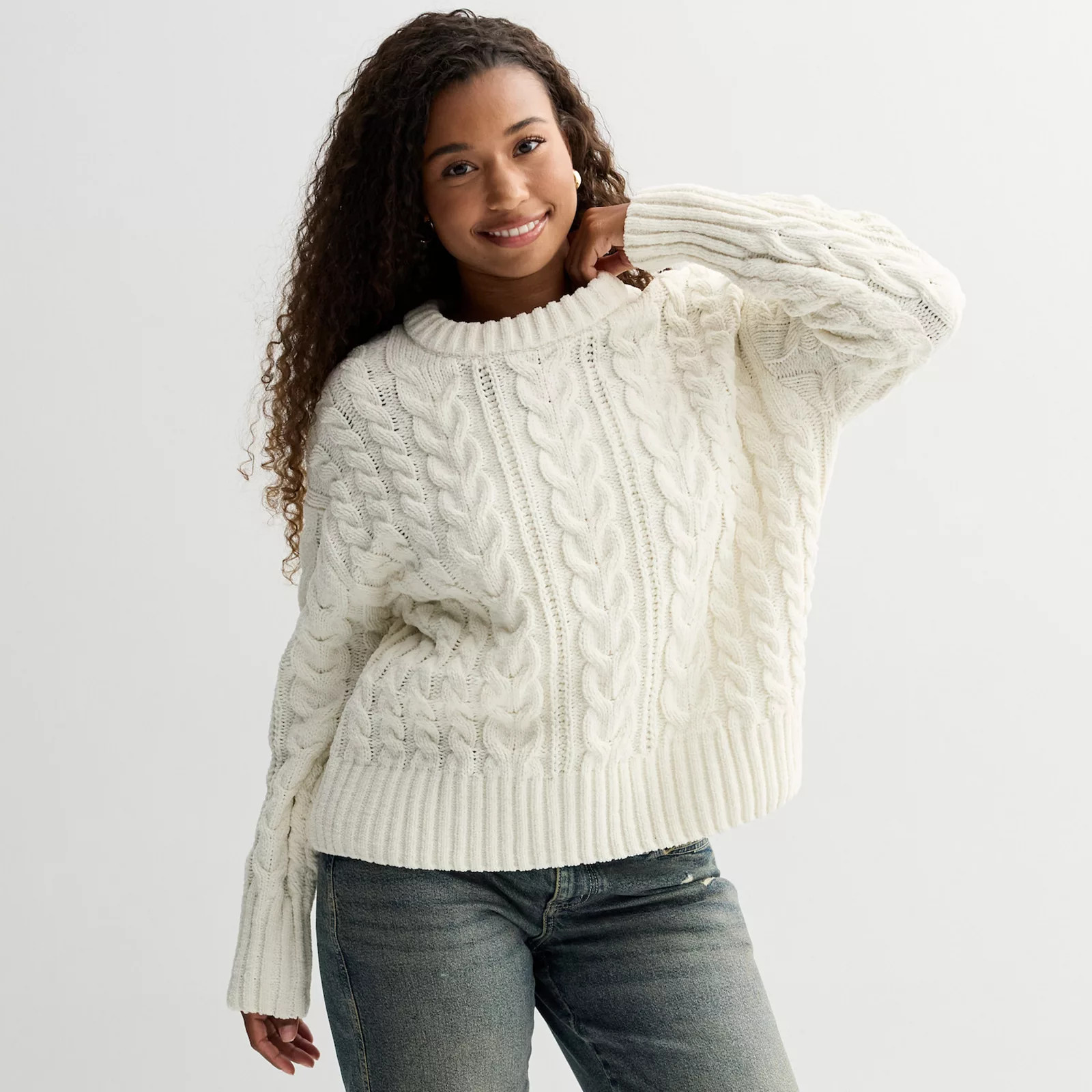 Juniors' SO® Chenille Cable Pullover Sweater | Kohl's
