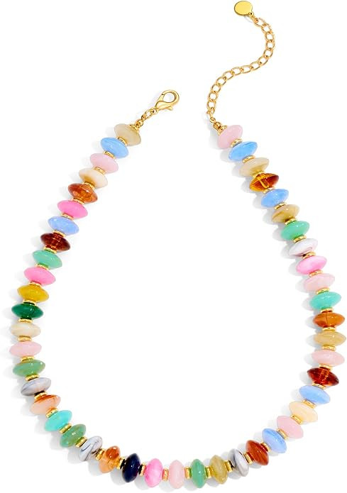 Beaded Necklace for Women Boho Resin Choker Vintage Jewelry Gift | Chunky Statement Necklace,Boho... | Amazon (US)