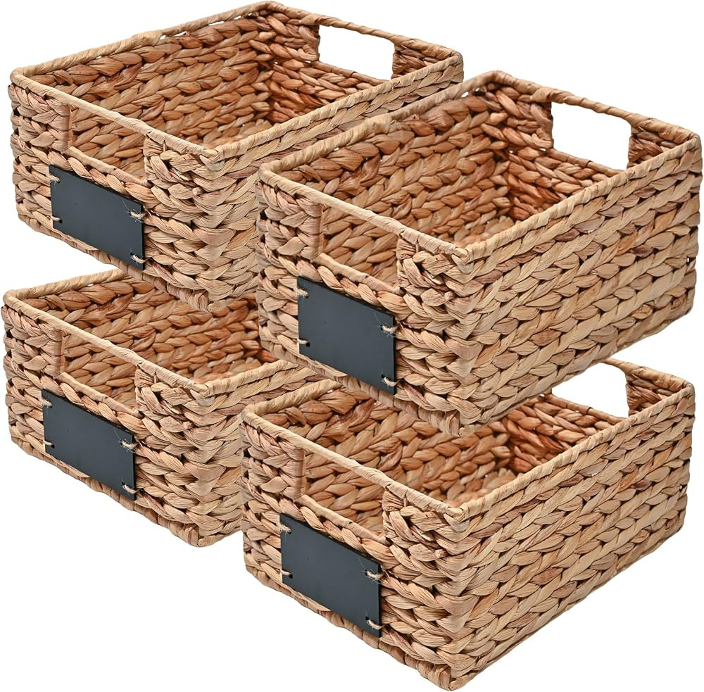 happimess BSK2008A-SET4 Lane 12" Classic Farmhouse Handwoven Hyacinth Pantry Wicker Storage Baske... | Amazon (US)