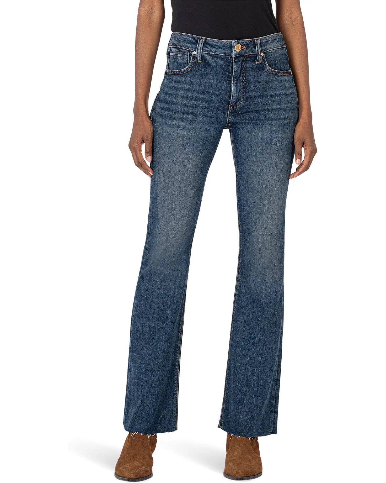 Women's KUT from the Kloth Stella High-Rise Fab Ab Flare W/Raw Hem | Zappos.com