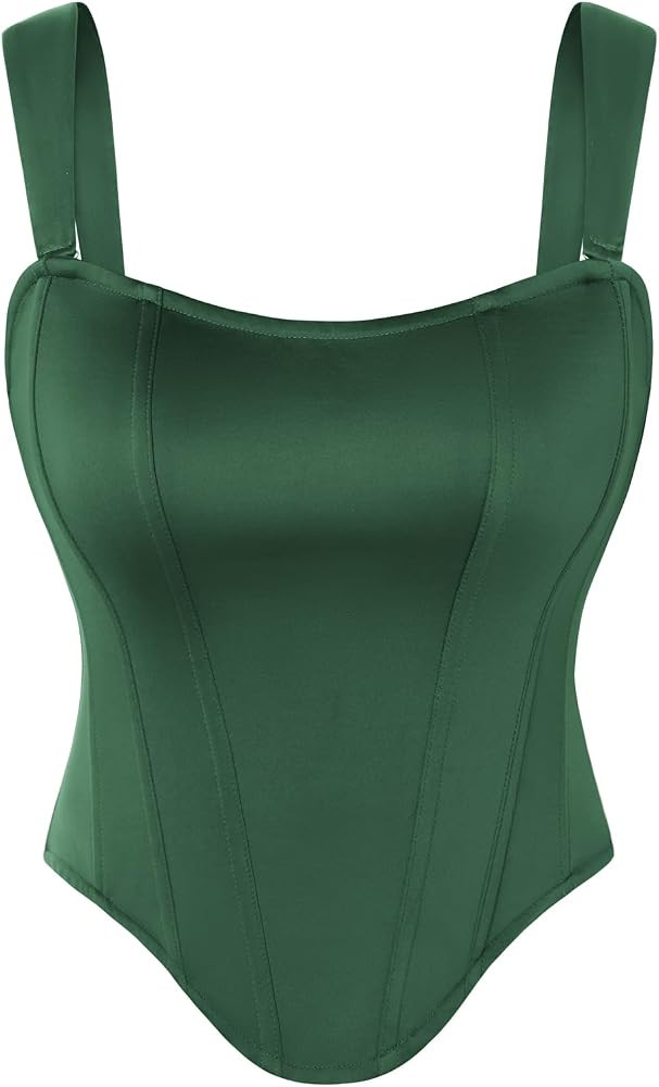 Scarlet Darkness Corset Tops for Women, Detachable Straps Satin Bustier | Amazon (US)
