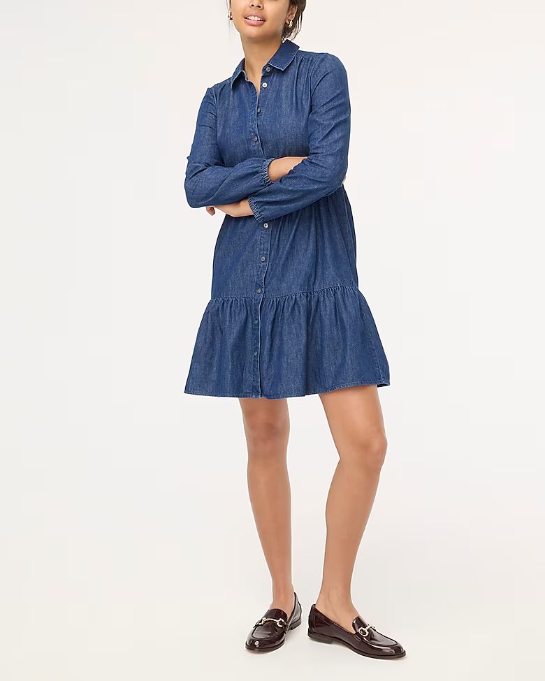 Chambray collared mini shirtdress | J.Crew Factory