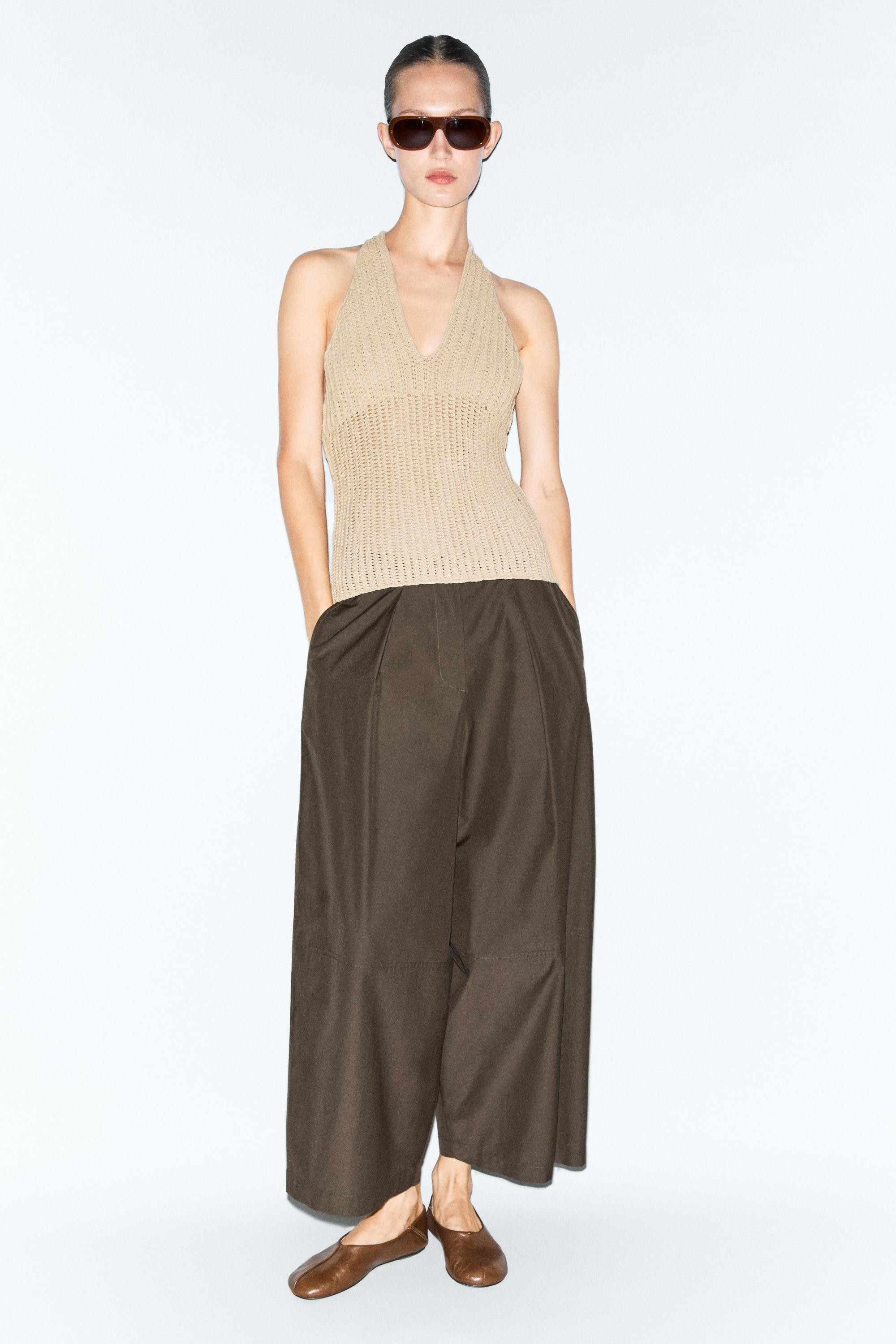 Cotton crochet knit top | Massimo Dutti UK