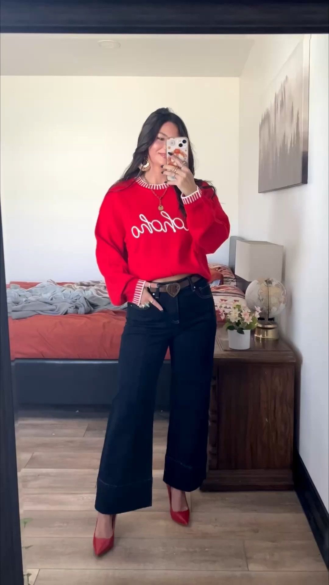 Holiday sweater paired with cropped dark wash jeans and red pumps for a casual yet elevated holiday lookk

#LTKSeasonal #LTKStyleTip #LTKHoliday