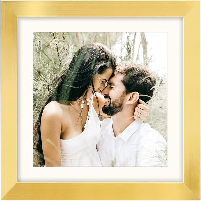 Gold 10x10 Picture Frame with Mat for 8x8 Display, Rustic Desk Wall Photo Frame for Horizontal an... | Amazon (CA)