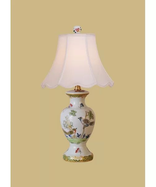Popel 16" White/Green Table Lamp Table Lamp with Outlet | Wayfair North America