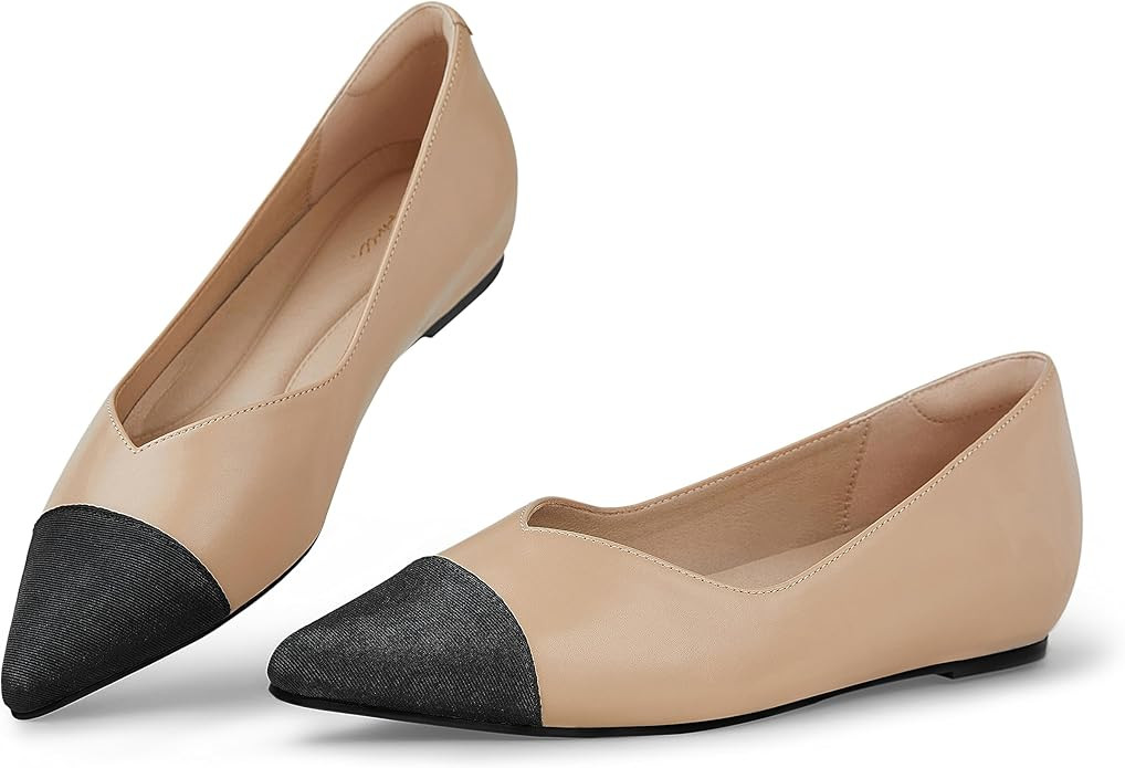 Arromic Flats Shoes for Women, Low Wedge Pointed Toe Women Flats with Inner Heel, Comfortable Sli... | Amazon (US)