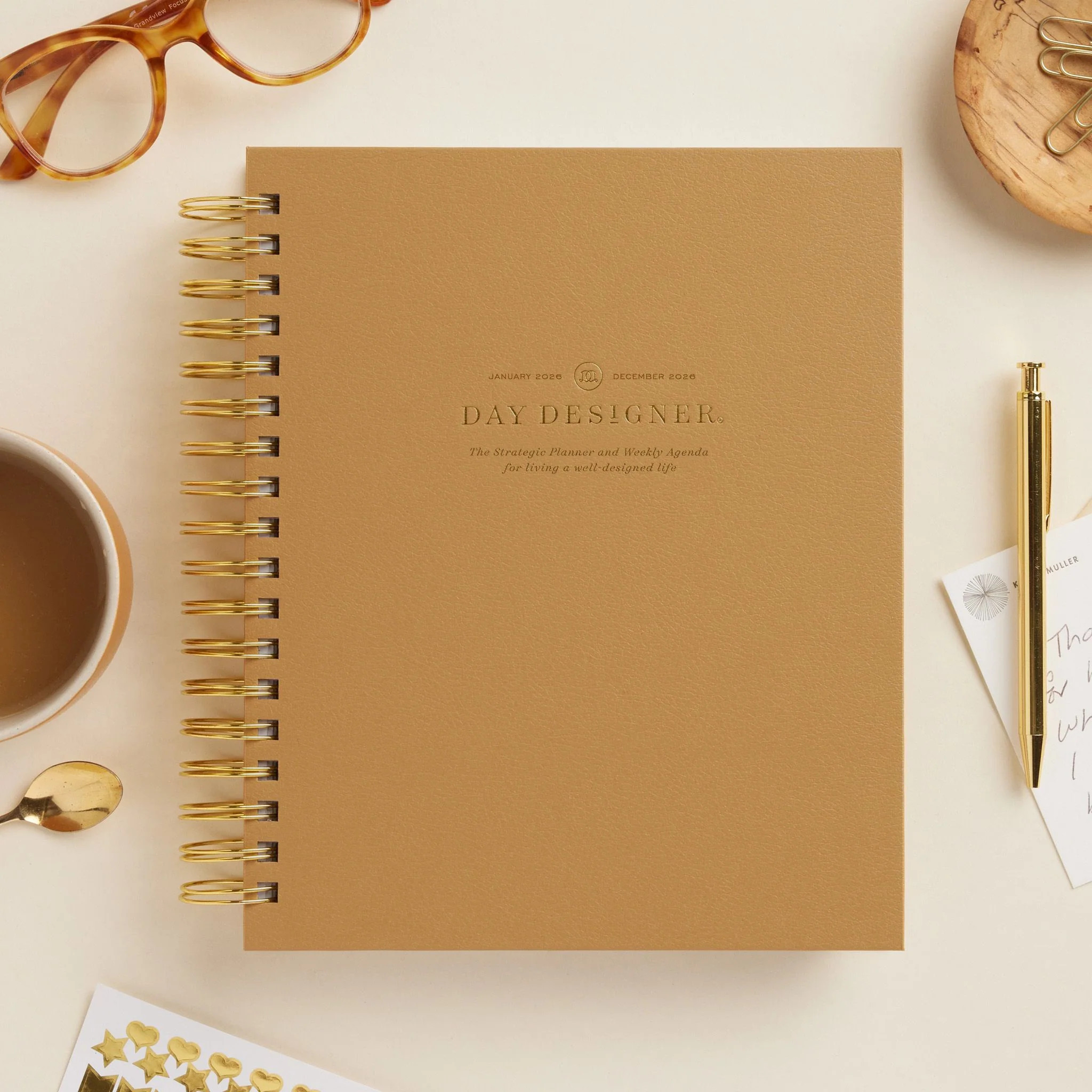 2026 Weekly Planner: Caramel Latte Pebble Texture | Day Designer