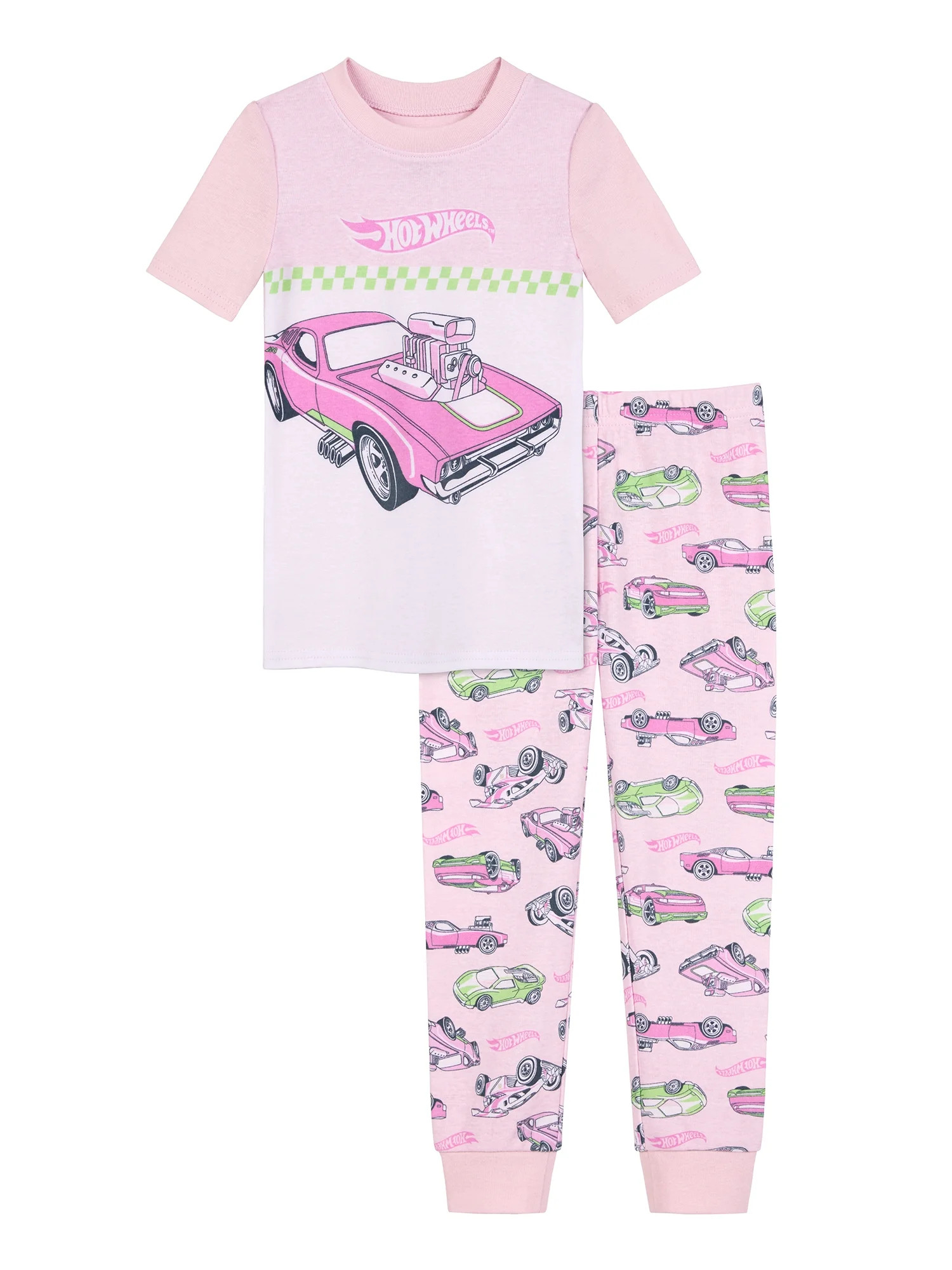Hot Wheels Girls Short Sleeve Sleep Top and Pants Pajama Set, 2-Piece, Sizes 4-10 | Walmart (US)