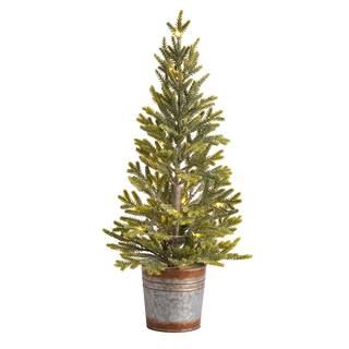 2ft. Pre-Lit Pine Artificial Christmas Tree in Rustic Metal Planter, Warm White Lights | Michaels | Michaels Stores