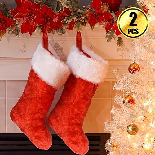 WXJ13 2 Pack 18 Inch Large Linter Christmas Stockings Chrismas Tree Stockings Fireplace Decoratio... | Amazon (US)