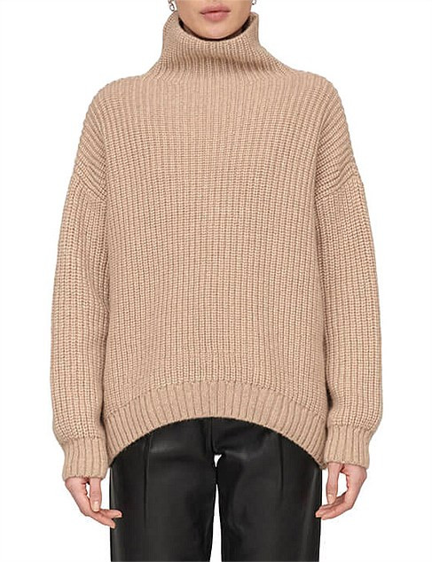 Anine Bing Camel High Neck Sydney Sweater | David Jones | David Jones (Australia & New Zealand)