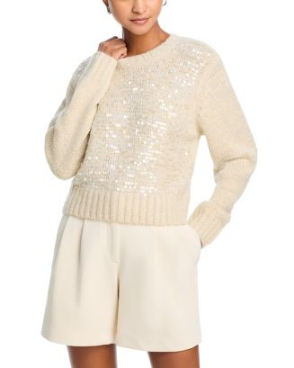 AQUA Iridescent Sequin Crewneck Knit Sweater - Exclusive  | Bloomingdale's Women | Bloomingdale's (US)