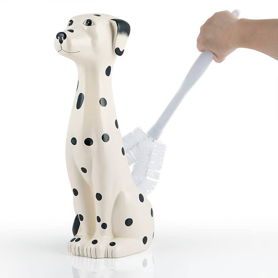 Allure Home Creation Dalmatian Dog White & Black 2-Piece Ceramic Toilet Brush Holder w/White Plas... | Amazon (US)
