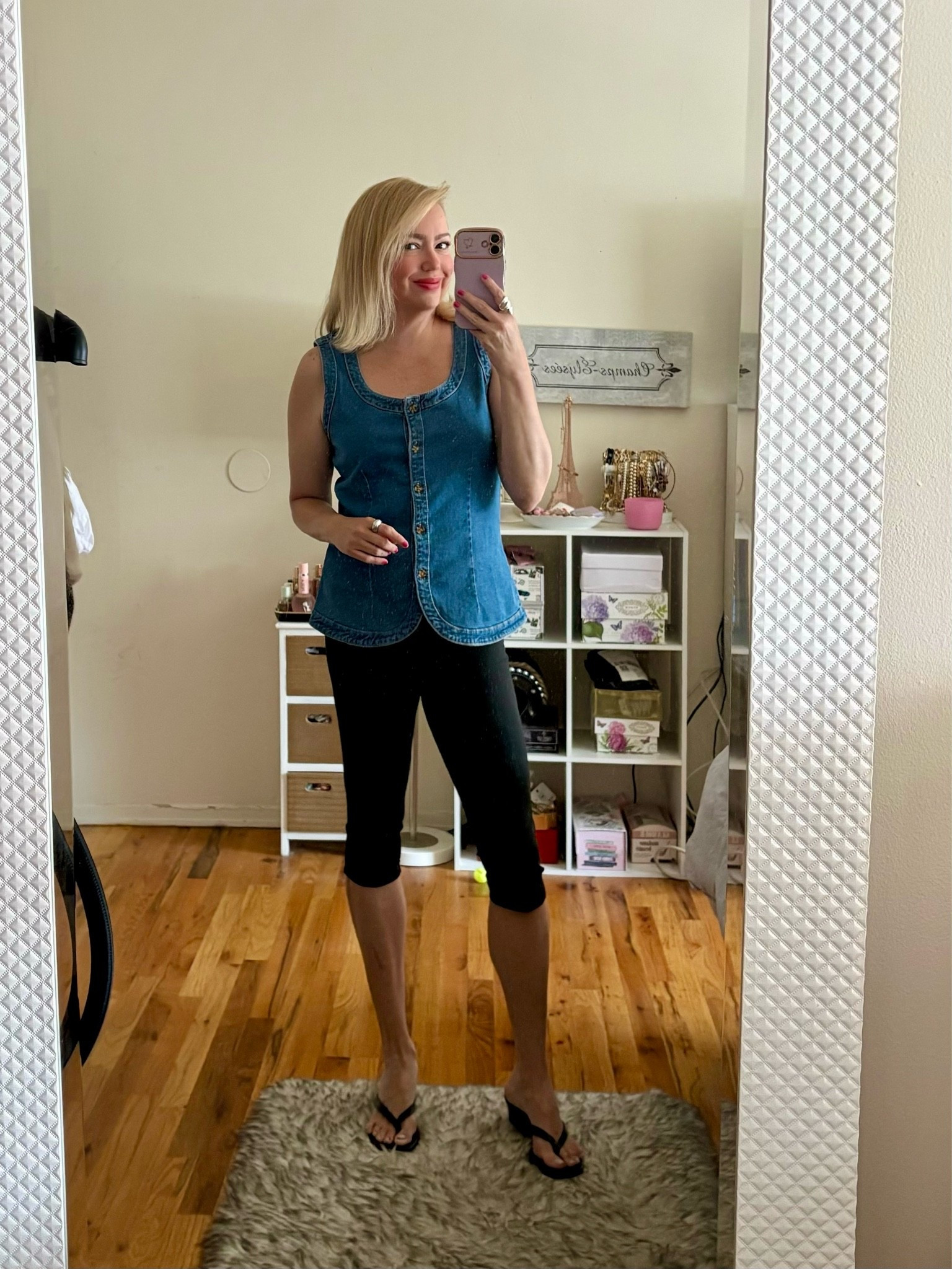 Casual, comfortable, and easy to recreate. 💙 This denim tank + black leggings combo is one of my favorite everyday looks!

#LTKootd #LTKSeasonal #LTKOver40