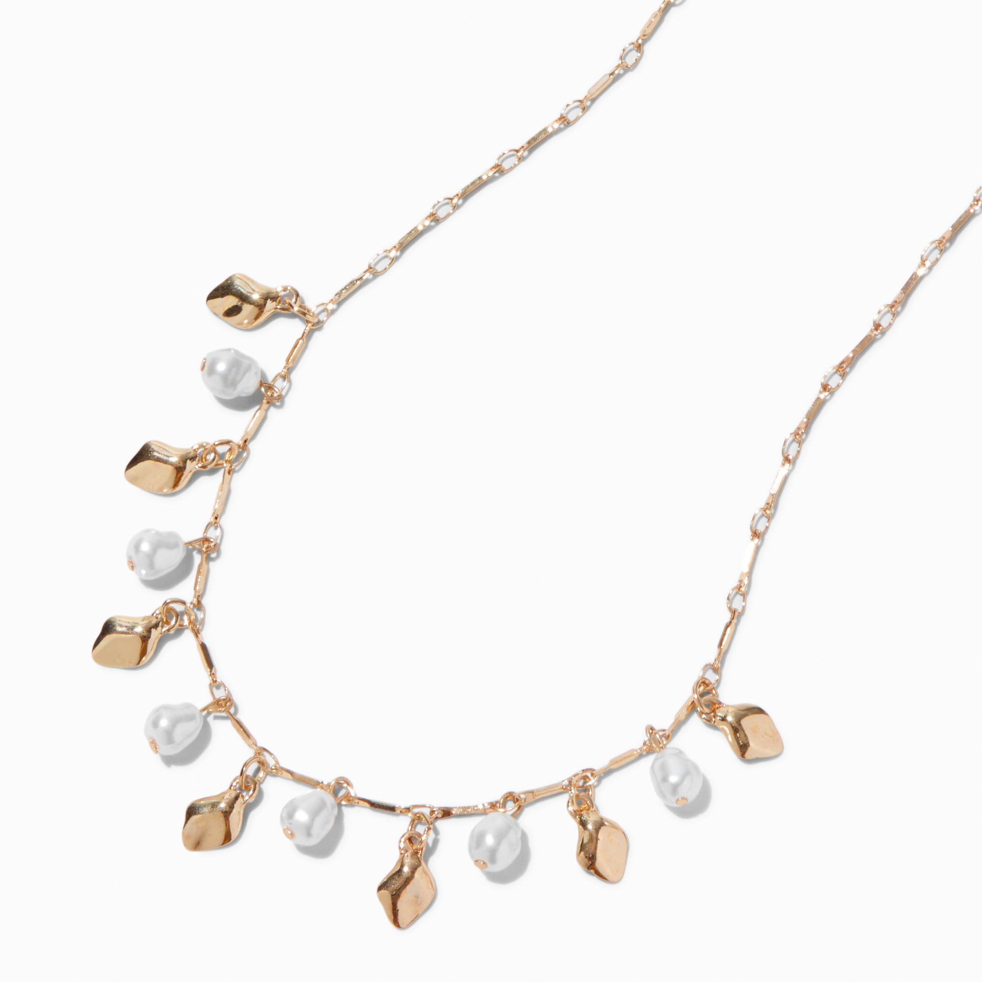 Gold-tone Pearl Dangle Necklace | Claire's (UK)