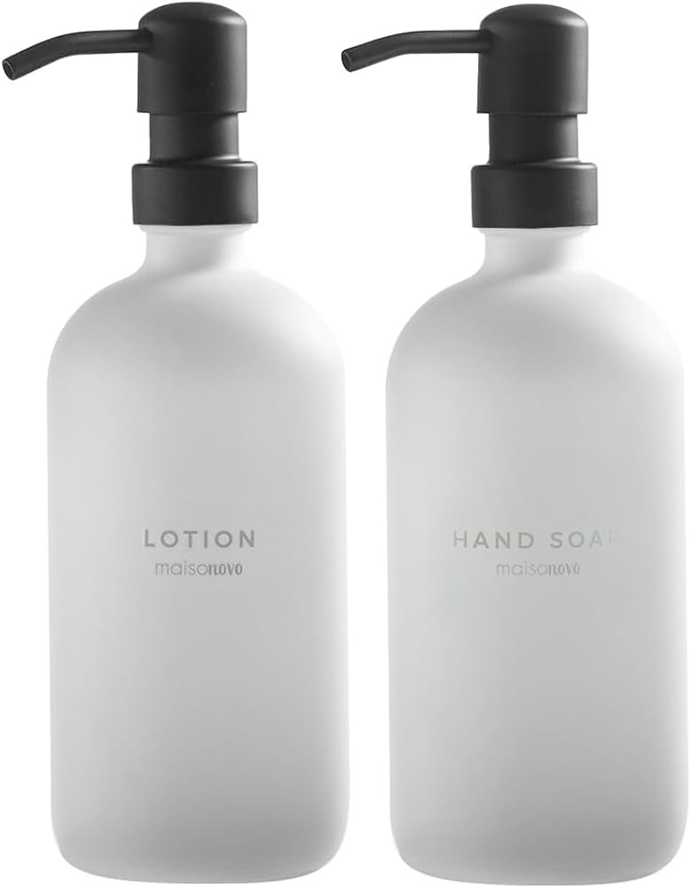MaisoNovo Glass Soap Dispenser | Vintage Soap Dispenser Bathroom and Kitchen Set w.Dish Soap Hand... | Amazon (US)