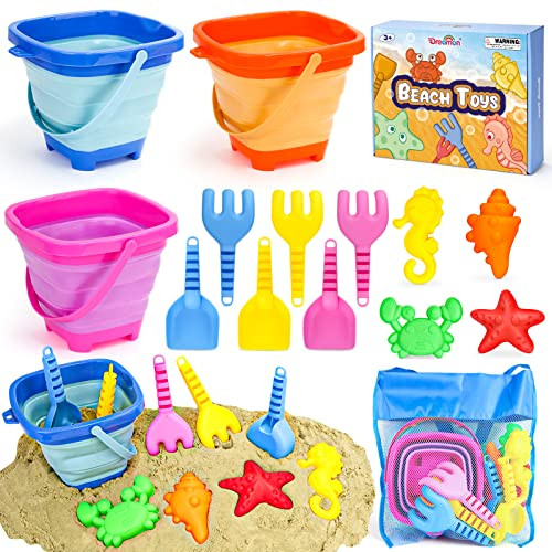 Dreamon Beach Toys for Kids 3-10, Collapsible Sand Castle Toys for Beach Include 3 Pack Foldable ... | Amazon (US)