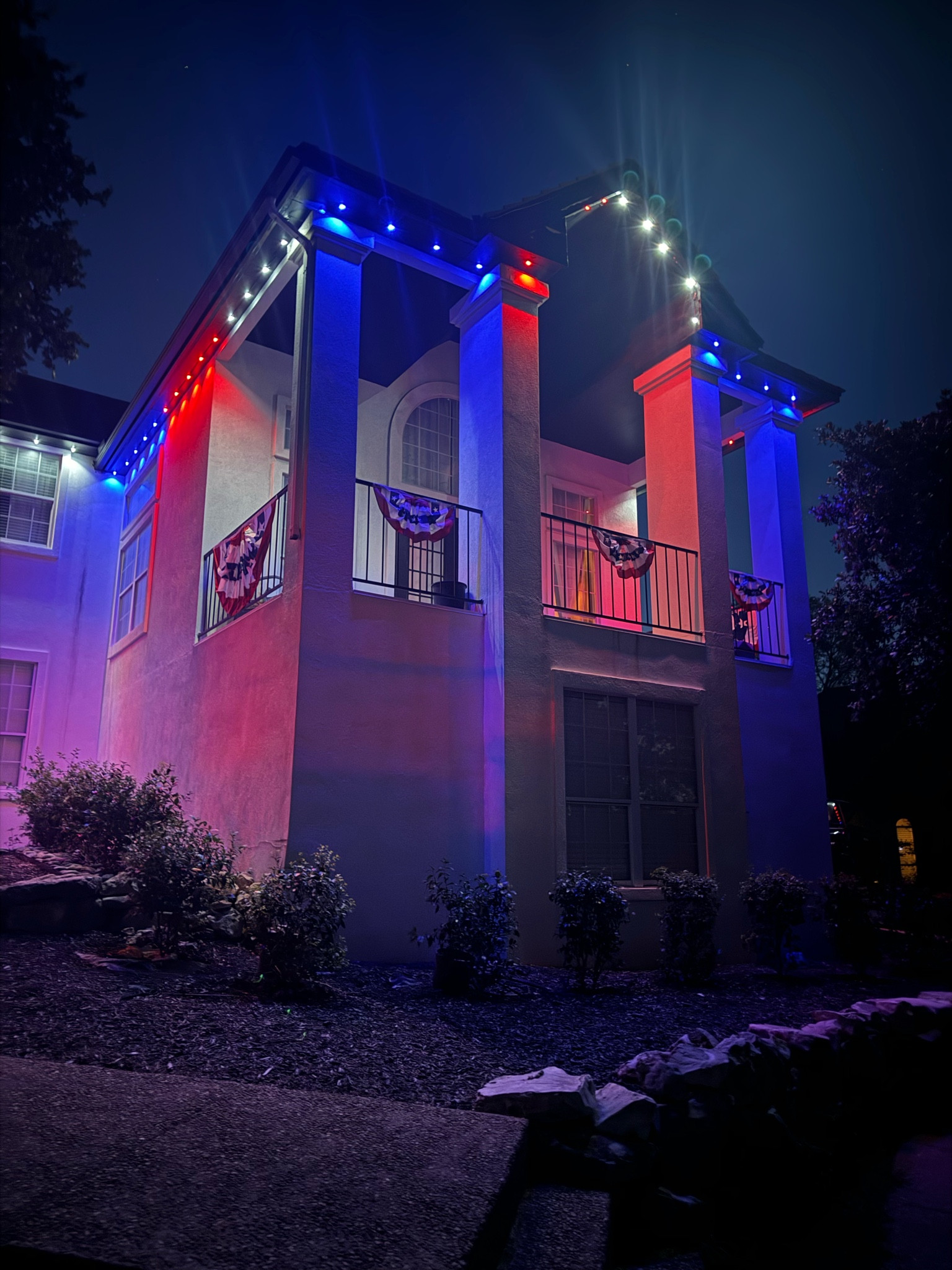 I love our Christmas house lights because you can control the colors, which ones are one and when on your phone.  The best part is we never have to take them off and all year long we can celebrate different occasions. 

#LTKHome #LTKFamily