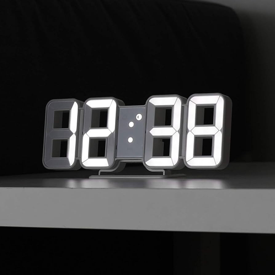 mooas Pure Mini White 3D LED Clock, Multi-Function LED Clock (Calendar, Alarm, Temperature) | Amazon (US)