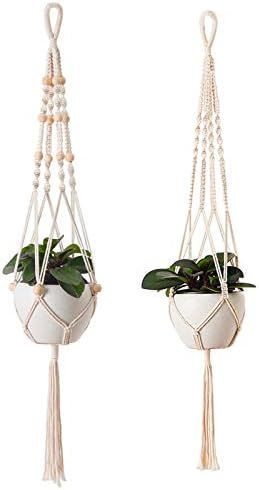 Cuttte Macrame Plant Hangers, 2 Different Pack, Indoor Outdoor Hanging Planter Basket, Hanging Plant | Amazon (US)