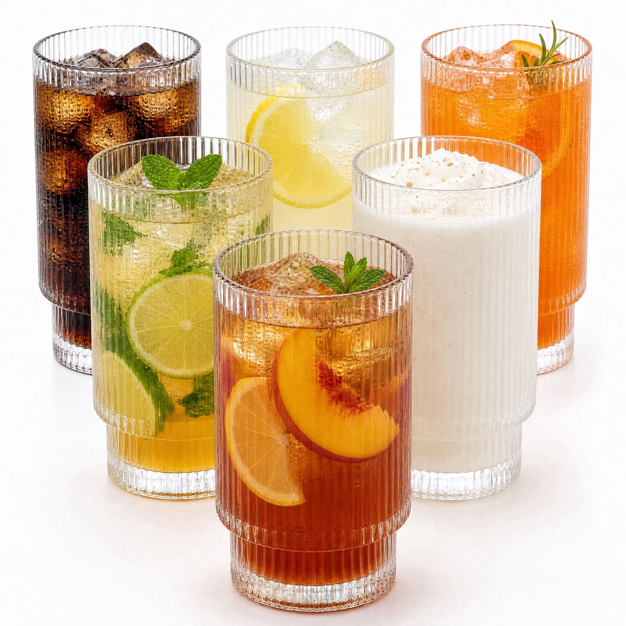Soulgenix Drinking Glasses Set of 6, 14 oz Highball Glasses Set, Tumbler and Rocks Drinking Glass... | Walmart (US)