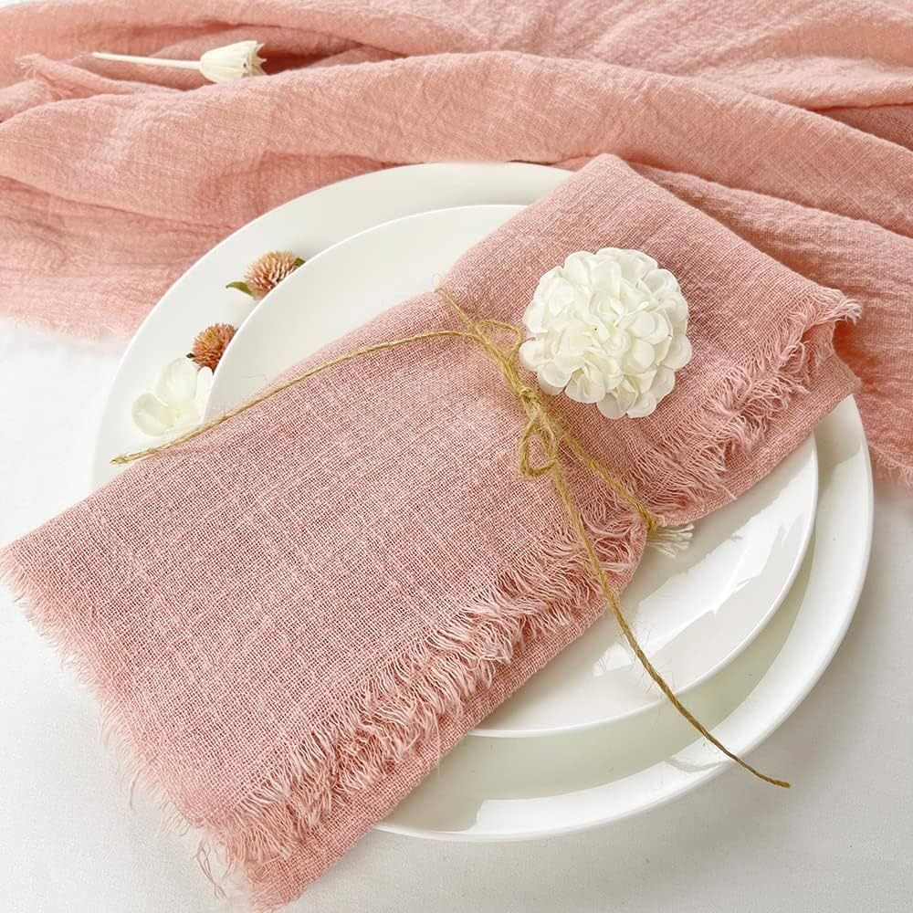 Plobeca Gauze Handmade Cloth Napkins100% Cotton Napkins, Reusable Fringe Soft Napkins for Dinner,... | Amazon (US)