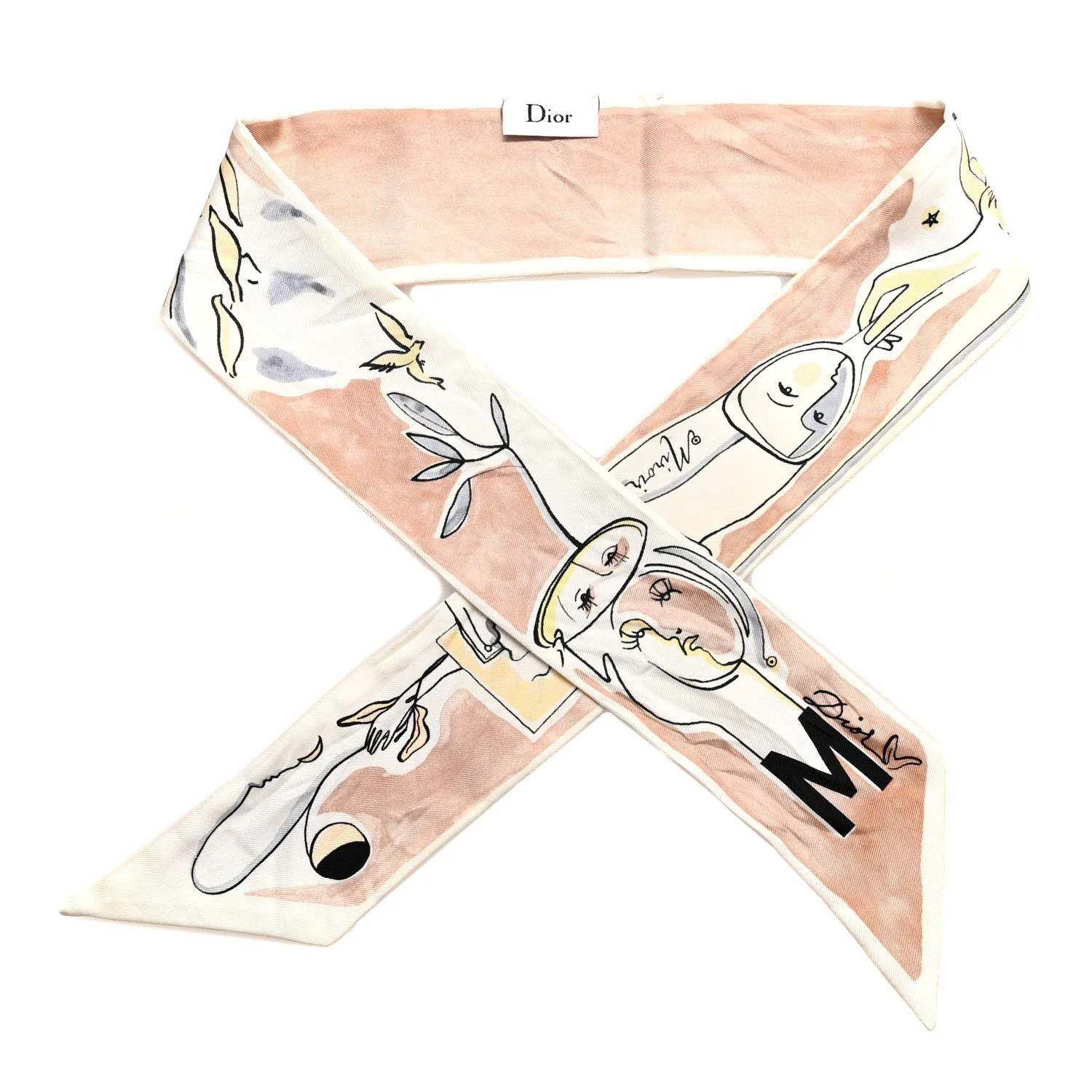 Silk Mitzah ABCDIOR "M" Scarf Pink | FASHIONPHILE (US)