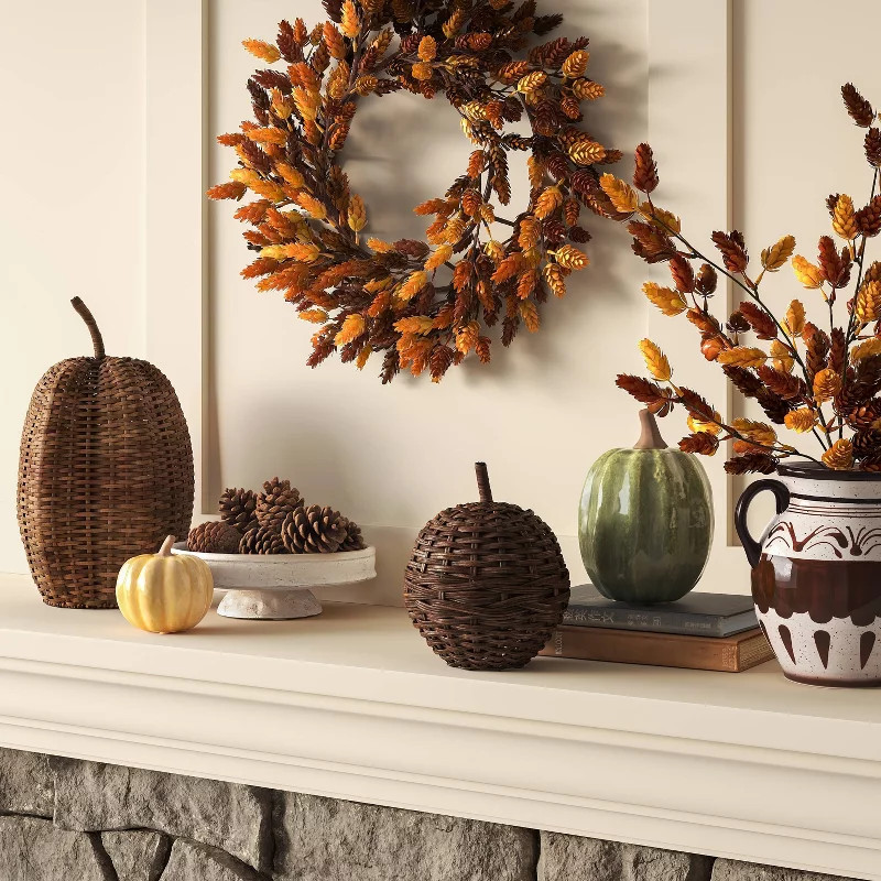 6" Medium Midtone Woven Fall Pumpkin - Threshold™ | Target