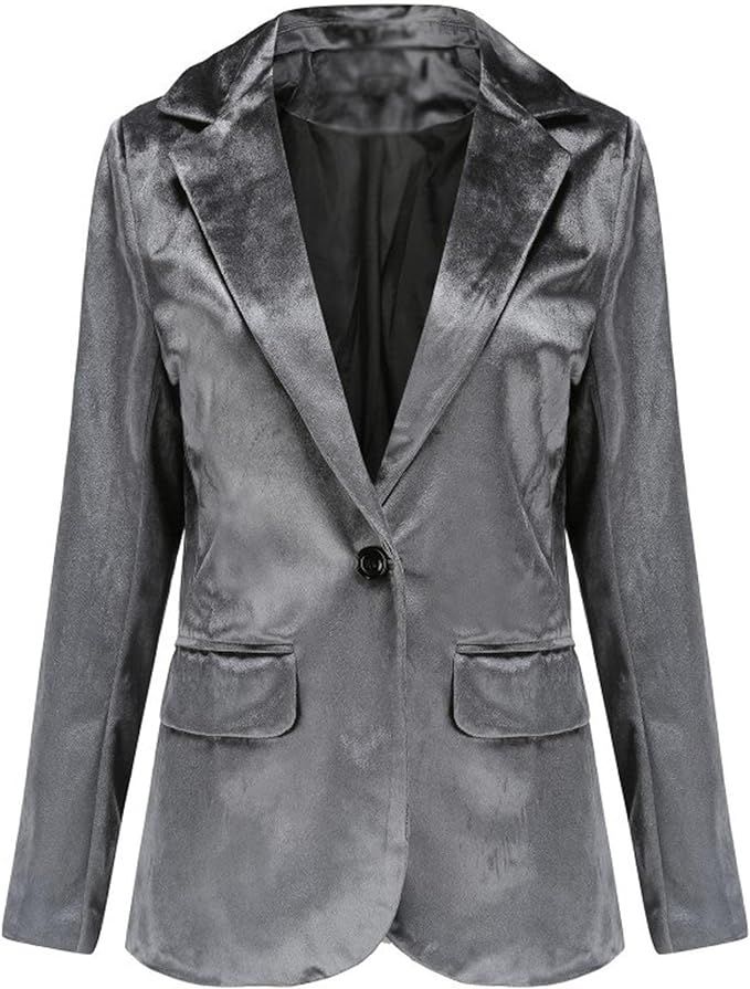 SEMATOMALA Women's Solid Long Sleeve Velvet Blazer Jacket Suit Open Front Cardigan Coat with Pock... | Amazon (US)