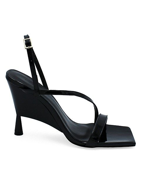 Gia x RHW Rosie 5 Patent Leather Wedge Slingback Sandals | Saks Fifth Avenue