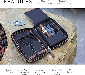 CASE ELEGANCE Klaro Travel Leather Cigar Case, 5 Cigar Storage, 2 Accessory Pockets, Humidificati... | Amazon (US)