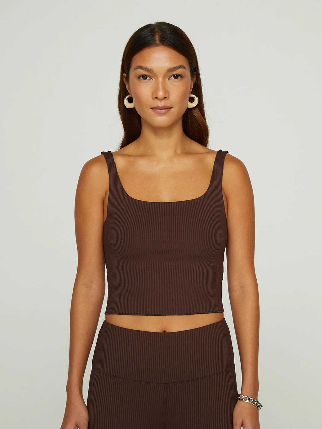 Ribbed Tank - Dark Oak | Carbon38