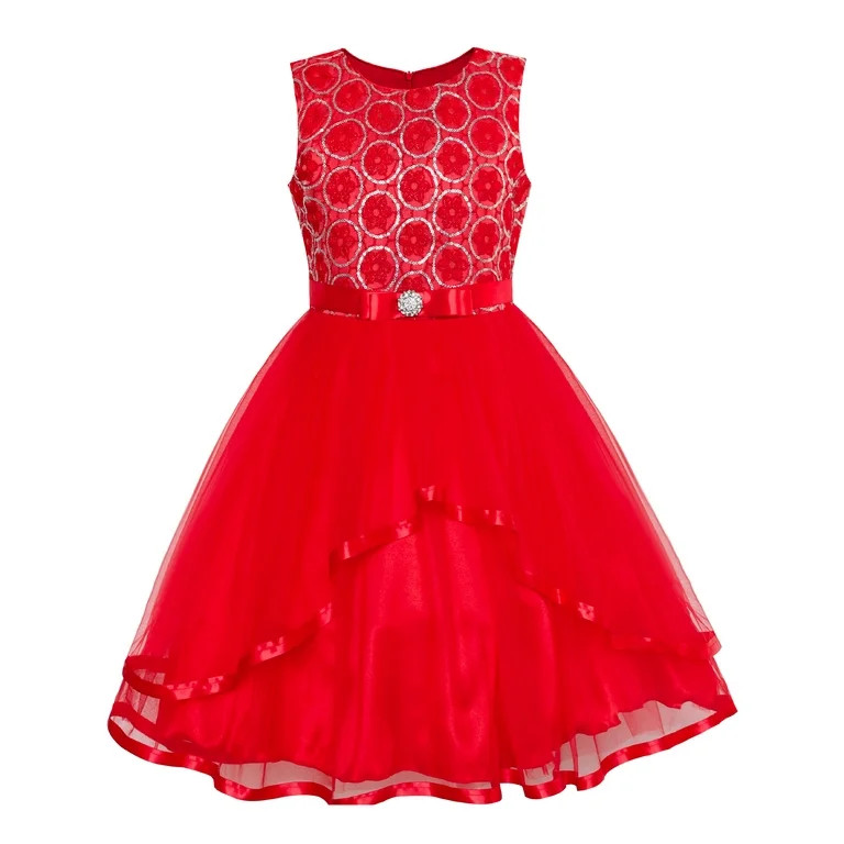 Flower Girl Dress Red Sequin Mesh Red Holiday Dress 4 Years | Walmart (US)
