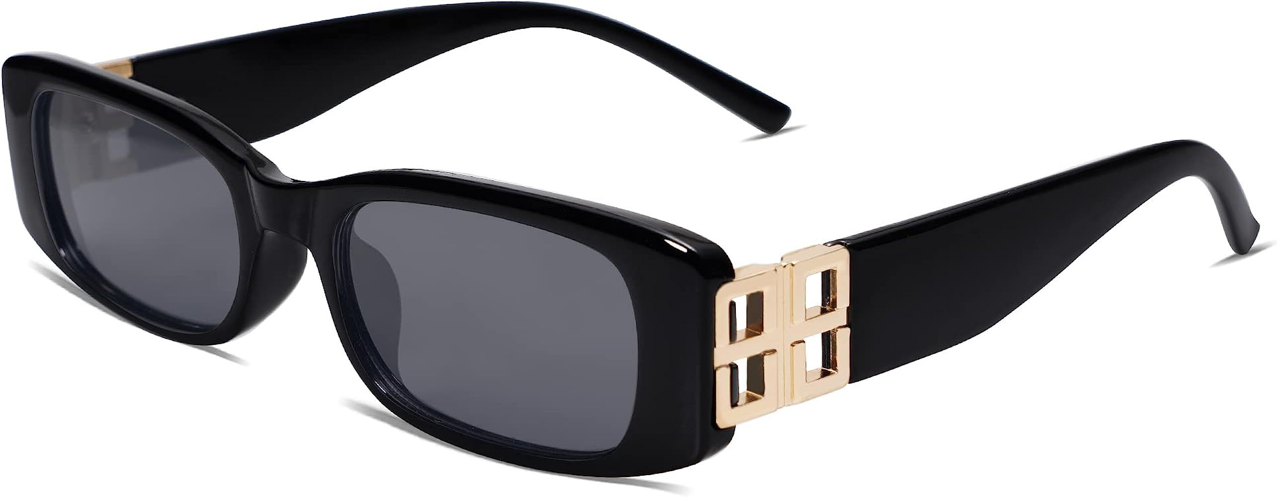 Allarallvr 2 Pack Rectangle Sunglasses for Women 90s Retro Trendy Y2K Aesthetic Vintage Square Sungl | Amazon (US)