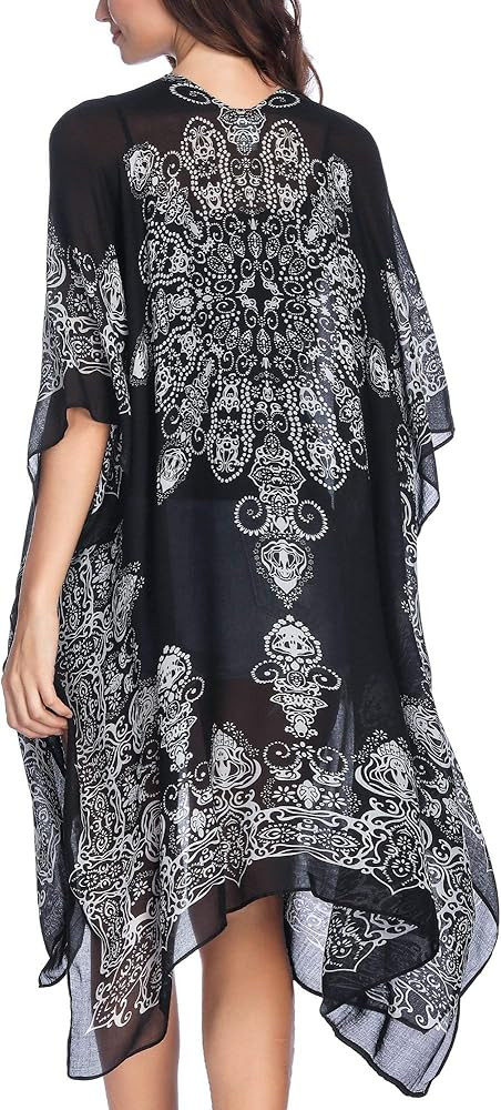 Moss Rose Women's Summer Travel Beach Cover up Swimsuit Kimono Cardigan with Bohemian Print | Amazon (US)
