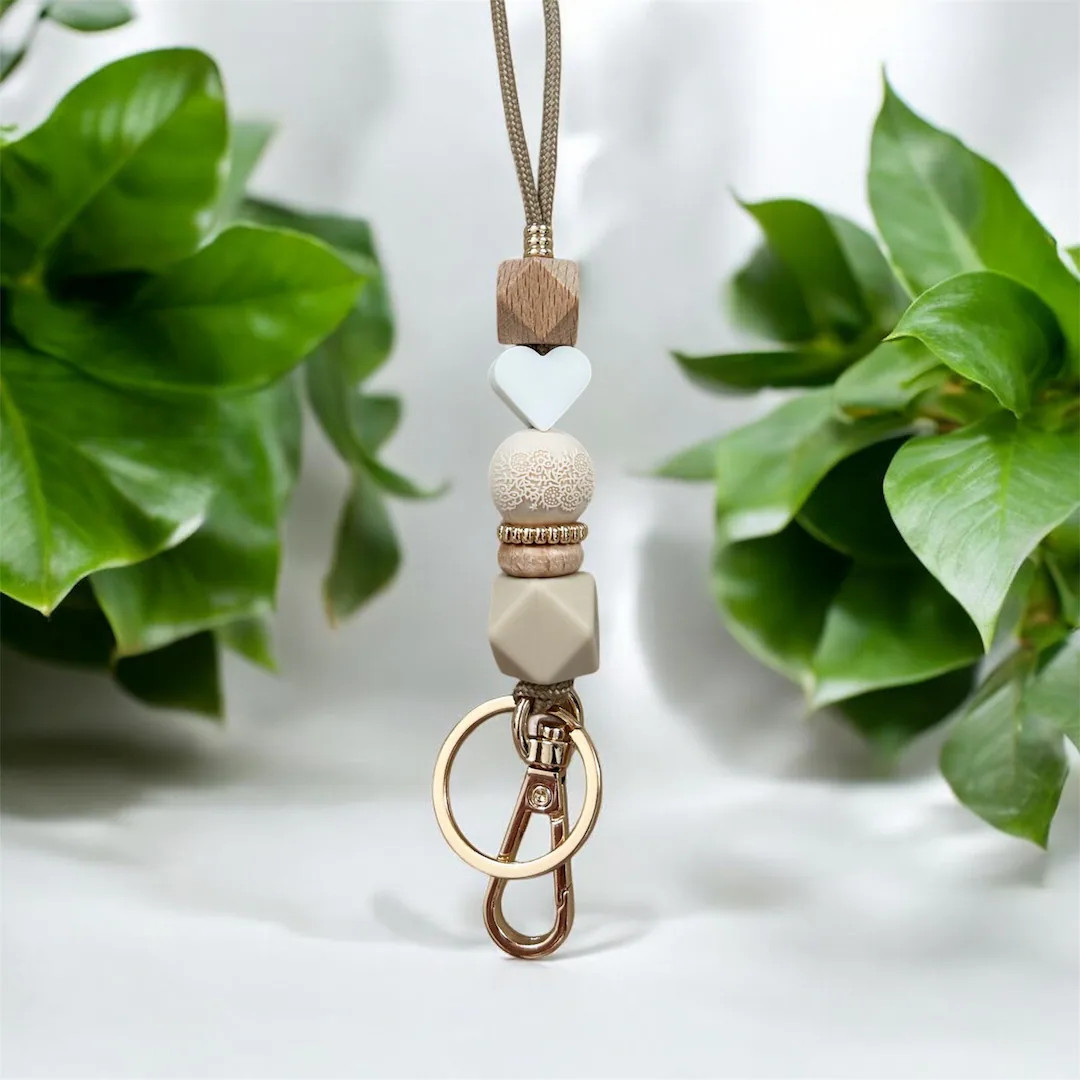 Handmade Wood & Silicone Beaded Lanyard: Teacher Nurse Gift - Etsy | Etsy (US)